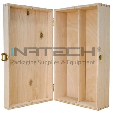 Cutie Din Lemn Pentru 2 Sticle De Vin Lungime 335 mm, Latime 185 mm, Inaltime 95 mm, Capac Cu balamale, Композиции Lemn, Цвят Natur