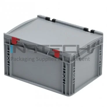 Container Cu Capac Atasat Dimensiune Interioara 370 x 270 x 215 mm, Dimensiune Exterioara 400 x 300 x 235 mm, Volum Litri 20, Композиции PP Virgin, Greutate 1,7 kg, Цвят Сив