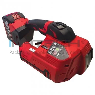 Уред за връзване на лента PP/PET с акумулатор Произход Италия, акумулатор Bosch 18V, 4Ah, лента PP / PET 13-16 mm, дебелина на лентата 0.50-1.20 mm, дръжка НЕ, тегло 3.9 кг, система за запечатване чрез трение