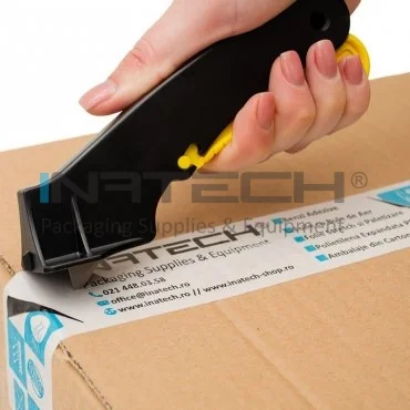 Cutter Retractabil Pentru Hartie Utilizare Intensa, Lama Metal, Цвят Жълт, Siguranta DA, Suport Plastic