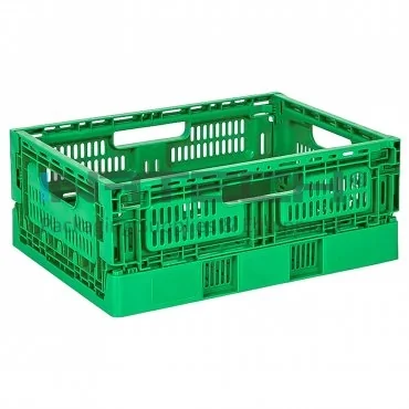 Lada Pliabila Cu Pereti Ventilati Dimensiune Interioara 570 x 370 x 175 mm, Dimensiune Exterioara 600 x 400 x 180 mm, Композиции PP Virgin, Volum Litri 37, Цвят Зелен