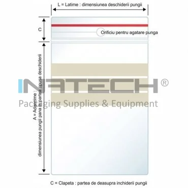 Pungi Plastic Fermoar Si Benzi De Scriere Dimensiuni mm (l x L) 230 x 320, Grosime 60 my, Цвят Transparent, Buc / Pachet 100