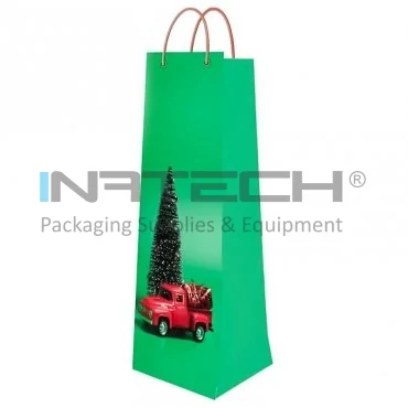 Чанти за подаръци, персонализирани, гланцово покритие, 190 г/м2, гланцово покритие, размери в мм (Д × Ш × В) 140 x 355 x 90, тип дръжка въже, грамаж 190 гр/м2