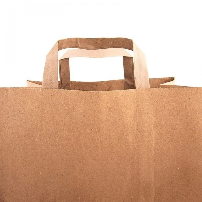 Pungi Hartie Cu Maner Plat, Hartie Kraft Natur 70g/mp Dimensiuni cm (L × l × h) 36 X 17 X 50, Tip Maner Flat, Material Hartie...