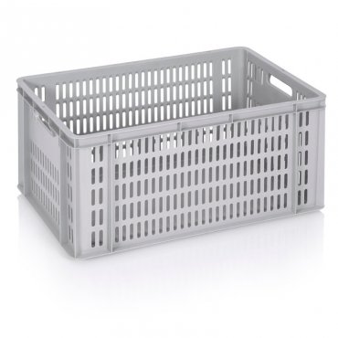 Lada Transport Euroline 600 x 400 x 300 mm, Baza Solida, Pereti Ventilati, Material PP Virgin, Gri