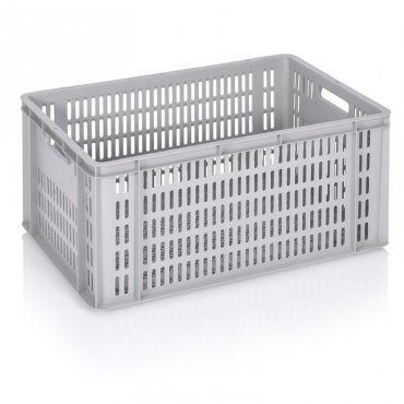 Lada Transport Euroline 600 x 400 x 300 mm, Baza/Pereti Ventilati, Material PP Virgin, Gri