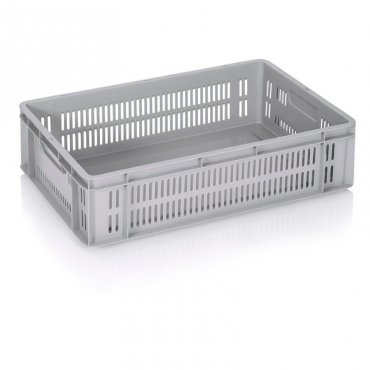 LadaTransport Euroline 600 x 400 x 160 mm, Baza Solida, Pereti Ventilati, Material PP Virgin, Gri