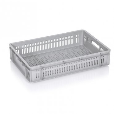 Lada Transport Euroline 600 x 400 x 120 mm, Baza/Pereti Ventilati, Material PP Virgin, Gri