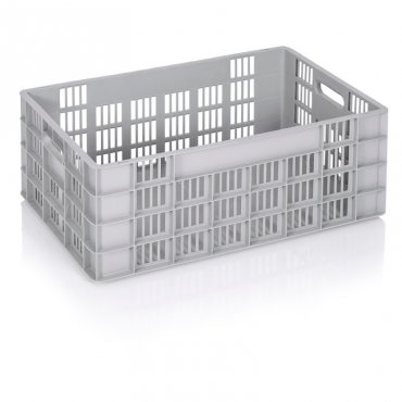 Lada Transport Euro 600 x 400 x 235 mm, Baza Solida, Pereti Ventilati, Material PP Virgin, Gri