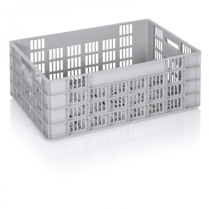 Lada Transport Euro 600 x 400 x 235 mm, Baza/Pereti Ventilati, Material PP Virgin, Gri