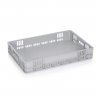 Lada Transport Euro 600 x 400 x 100 mm, Baza Solida, Pereti Ventilati, Material PP Virgin, Gri