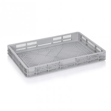 Lada Transport Euro 600 x 400 x 75 mm, Baza/Pereti Ventilati, Material PP Virgin, Gri