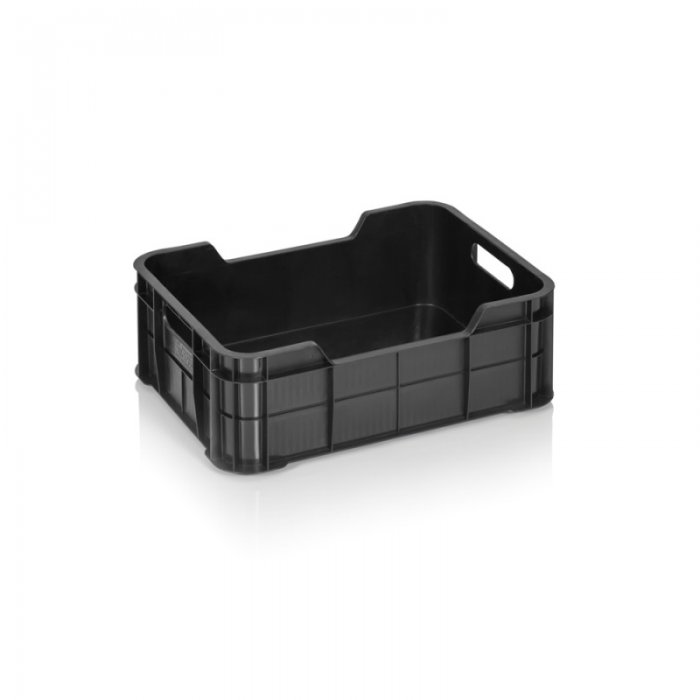 Lada Transport Pentru Rosii, Solida 400 x 300 x 150 mm, Material PP Virgin, Neagra
