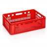 Lada Transport Pentru Carne 600 x 400 x 200 mm, Baza/Pereti Ventilati, Material PP Virgin, Rosie