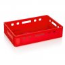 Lada Transport Pentru Carne 600 x 400 x 140 mm, Baza/Pereti Solizi, Material PP Virgin, Rosie