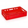 Lada Transport Pentru Carne 600 x 400 x 140 mm, Baza Ventilata, Pereti Solizi, Material PP Virgin, Rosie