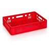 Lada Transport Pentru Carne 600 x 400 x 140 mm, Baza Solida, Pereti Ventilati, Material PP Virgin, Rosie