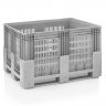 Boxpalet Perforat 1200 x 1000 x 760 mm, 3 Traverse, Capacitate 600 L, Material PP Virgin, Gri