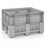 Boxpalet Perforat 1200 x 1000 x 760, 4 Picioare, Capacitate 600 L, Material PP Virgin, Gri