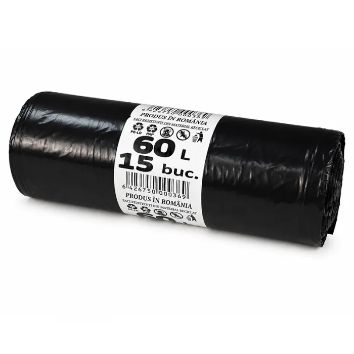 copy of Saci Menajeri Din Polietilena Tip Sac Subtire, Litri 60, Grosime 15 my, Dimensiuni 600x800 mm, Цвят Жълт, Saci/Rola 20