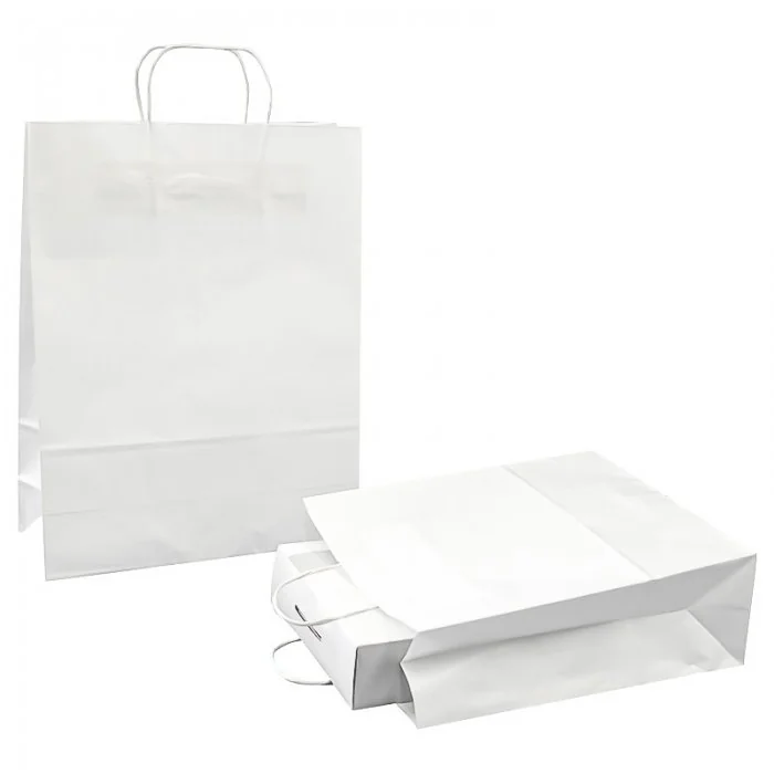 Pungi Hartie Cu Maner Rasucit, Alb/Natur-Pungi Hartie