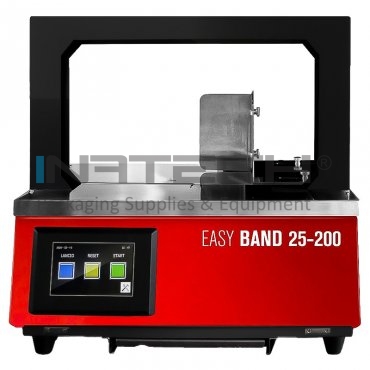 Машина за обгръщане с BOPP лента Easy Band 25-200 Скорост на запечатване 25 цикъла/мин, Ширина на лентата 12 мм, Тип лента BOPP/PE, Захранване 220 V - 50/60 Hz, Максимален размер на кутията (мм) 220 x 170 мм