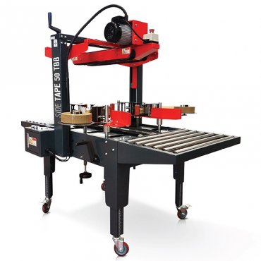 Полуавтоматична машина за запечатване на кутии със странична лента 50 TBB, скорост на запечатване 19 м/мин, тип лента BOPP / PVC / Крафт, захранване 220 V - 50/60 Hz, тегло 220 кг, максимален размер на кутията (мм) 450 х 520