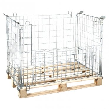 Метални палети с кутии, прикрепени към европалет 1200 х 800 х 1000 мм Дължина 1200 мм, ширина 800 мм, височина 1000 мм, тегло 31 кг, Сложими ДА, оптимално натоварване 800 кг, сгъваеми ДА