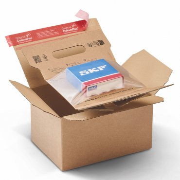 Кутия от картон със задържащо фолио ColomPac®, вътрешни размери 230 x 160 x 80 мм, външни размери 235 x 170 x 93 мм, приложение Електронни и IT аксесоари, тегло 82 гр.