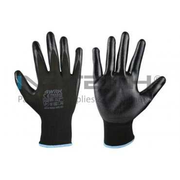 Manusi Lucru PASSAT Marime 10/XL, Композиции poliester-nitril, Greutate 21GR/Manusa gr, Цвят tesatura tricotata neagra-acoperire neagra