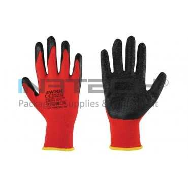 Manusi de lucru SIROCCO Marime 10/XL, Композиции poliester-latex poros, Greutate 18GR/Manusa gr, Цвят tesatura tricotata rosie-acoperire neagra